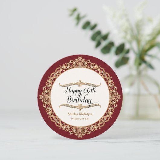 第60ハッピーバースデーパーティーお祝いラウンド招待状 招待状 (スタンド正面)