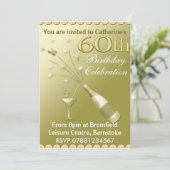 第60バースデーパーティ招待状-金ゴールド 招待状 (スタンド正面)