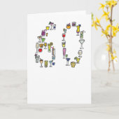 第60バースデー・カード、カクテル カード (黄色い花)