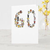 第60バースデー・カード、ビールカード カード (黄色い花)