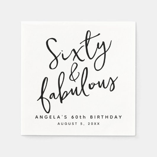 第60パーティー紙エレガント飾り スタンダードカクテルナプキン (正面)