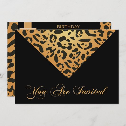 第60ヒョウの誕生日のパーティの招待状 招待状 (正面/裏面)