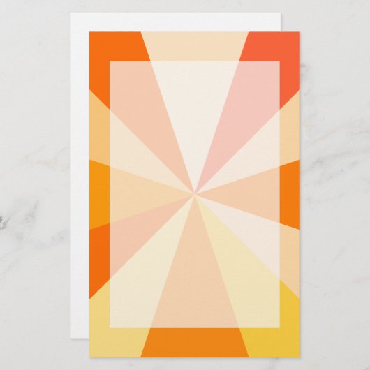 第60ポップ・アートの条モダンのオレファンキーンジ色の幾何光線 便箋 (正面/裏面)