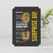 第60モダンな誕生日の黒の金ゴールドA01を驚かして下さい 招待状 (スタンド正面)