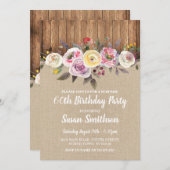 第60及び年齢の誕生会の木製の招待を驚かして下さい 招待状 (正面/裏面)