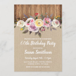 第60及び年齢の誕生会の木製の招待を驚かして下さい 招待状