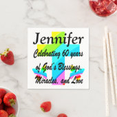 第60回クリスチャンパーソナライズされたレインボークロスナプキン スタンダードカクテルナプキン (インサイチュ)