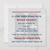 第60回サプライズ誕生日パーティーブルーホワイトテンプレート 招待状 (裏面)