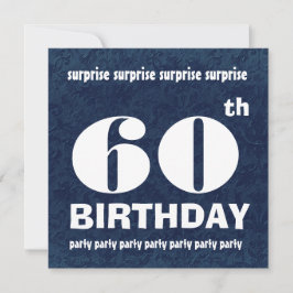 第60回サプライズ誕生日パーティーブルーホワイトテンプレート 招待状
