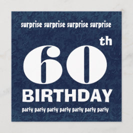 第60回サプライズ誕生日パーティーブルーホワイトテンプレート 招待状