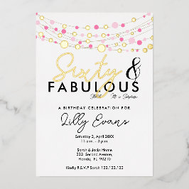 第60回サプライズ誕生日パーティー招エレガント待 箔招待状