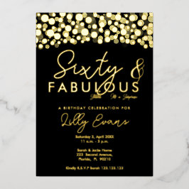 第60回サプライズ誕生日パーティー招エレガント待 箔招待状