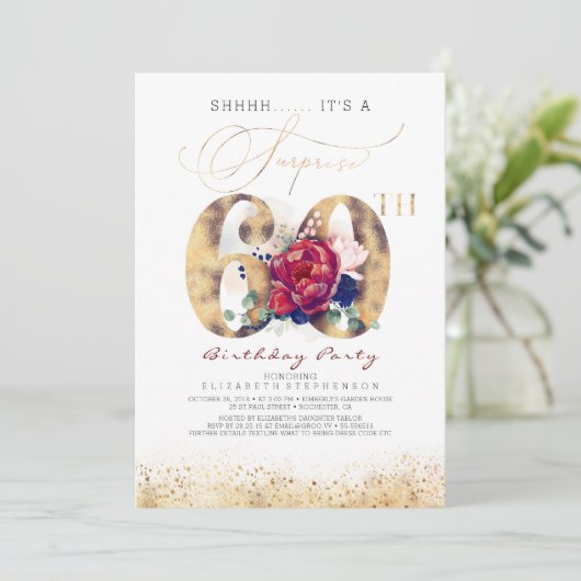 第60回サプライズ誕生日パーティー海軍ブルー&ブルゴーニュ 招待状 (スタンド正面)