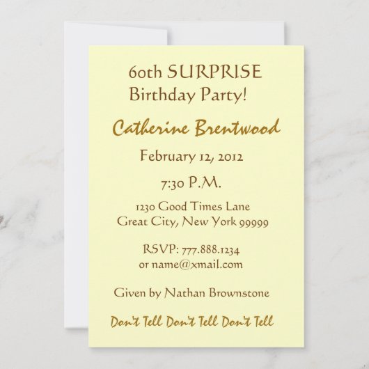 第60回サプライズ誕生日パーティー金ゴールドキャンドル招待状 招待状 (裏面)