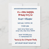 第60回サプライズ·バースデー·パーティー青と白 招待状 (裏面)