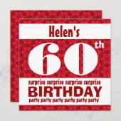第60回サプライズ·バースデー·パーティーB200赤と白 招待状 (正面/裏面)