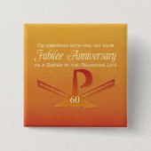 第60回ジュビリー記念尼僧パックスクロスオレンジ 缶バッジ (正面)