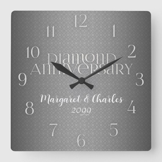 第60回ダイアモンド結婚ズ記念カスタム品 スクエア壁時計 (正面)