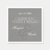 第60回ダイヤモンド結婚アニバーサリーシルバー スタンダードカクテルナプキン (正面)