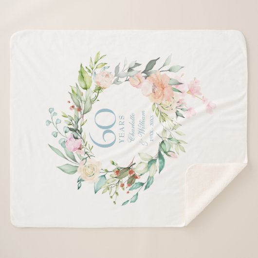 第60回ダイヤモンド結婚周年記念フローラガーランド シェルパブランケット (正面(横))