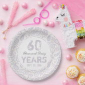 第60回ダイヤモンド結婚記念日のペイズリーパターン ペーパープレート (パーティー)