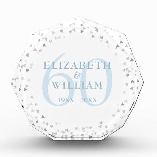 第60回ダイヤモンド結婚記念日ハート紙吹雪 フォトブロック (正面)