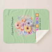 第60回ダイヤモンド記念日ガーベラ花グリーン シェルパブランケット (正面(横))