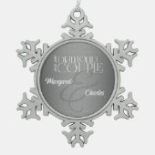 第60回ダイヤ結婚モンドのアニバーサリー・シルバー写真 スノーフレークピューターオーナメント (正面)