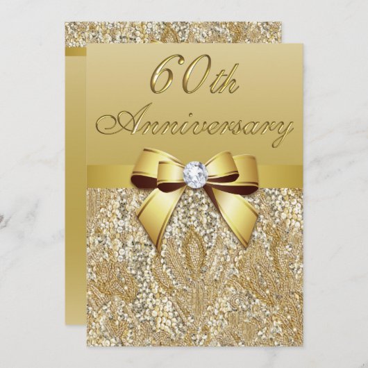 第60回ダイヤ結婚モンドの周年記念フェイク弓 招待状 (正面/裏面)