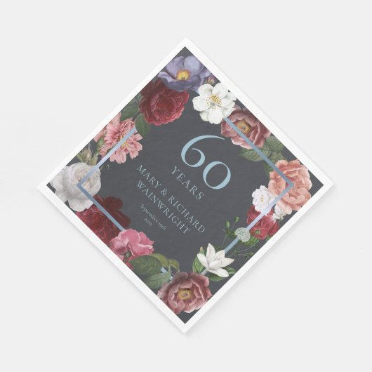 第60回ダイヤ結婚モンド周年記念バラ スタンダードランチョンナプキン (角)