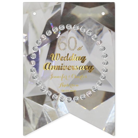 第60回ダイヤ結婚モンド周年記念金ゴールドタイポグラフィ バンティングフラッグ (第1の旗)