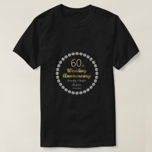 第60回ダイヤ結婚モンド周年記念金ゴールドタイポグラフィ Tシャツ