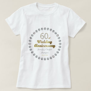 第60回ダイヤ結婚モンド周年記念金ゴールドタイポグラフィ Tシャツ