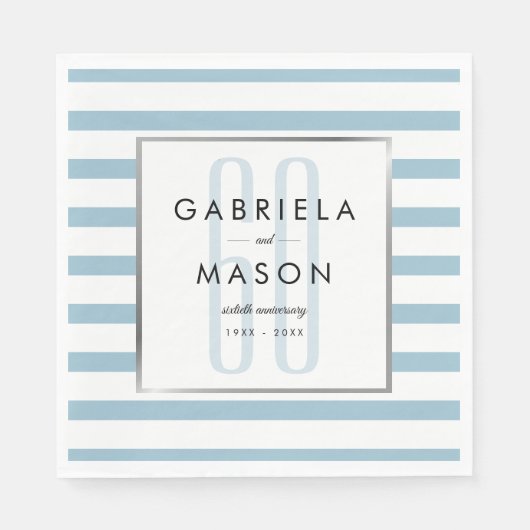 第60回ダイヤ結婚モンド記念クラシックストライプ スタンダードランチョンナプキン (正面)