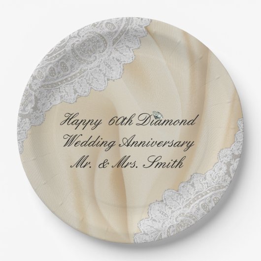 第60回ダイヤ結婚モンド記念サフェイクタン+レース ペーパープレート (正面)