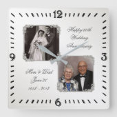 第60回ダイヤ結婚モンド記念写真壁時計 スクエア壁時計 (正面)