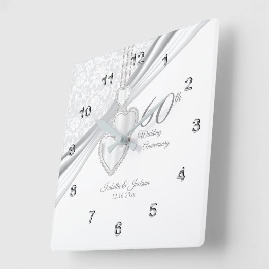 第60回ダイヤ結婚モンド記念日の記念 スクエア壁時計 (傾斜)