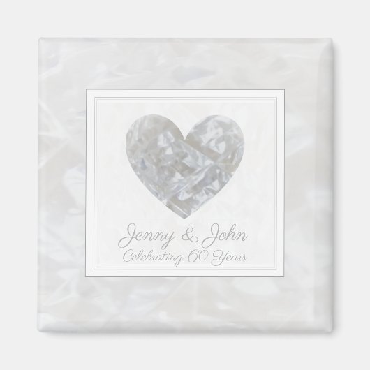 第60回ダイヤ結婚モンド記念日カスタムハート マグネット (正面)