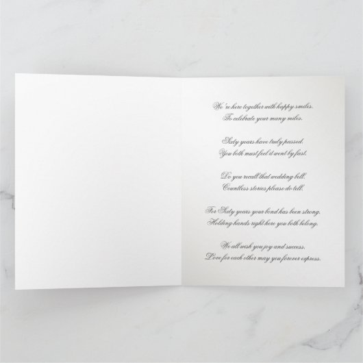 第60回ダ結婚イヤモンド記念8.5 x 11写真 カード (内部)