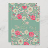 第60回バースデーパーティシッファンキークモダンフローラ 招待状 (正面/裏面)