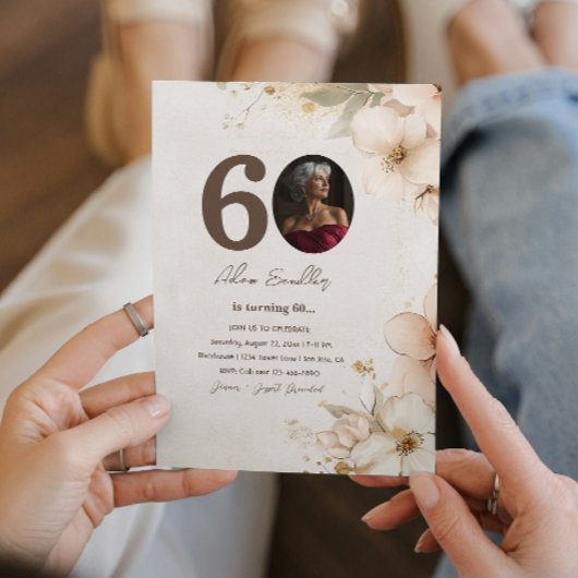 第60回バースデーパーティーと花招待状 招待状