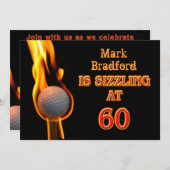 第60回バースデーパーティーの招待 – ゴルフ – Sizzling! 招待状 (正面/裏面)