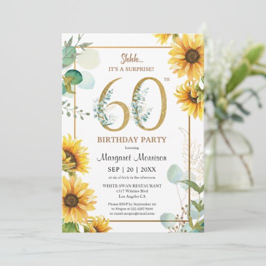 第60回バースデーパーティーひまわりエレガントフローラ 招待状 (スタンド正面)