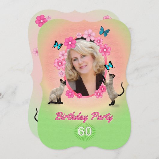 第60回バースデーパーティーへの招待 招待状 (正面/裏面)