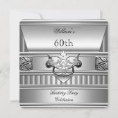 第60回バースデーパーティーエレガントメンズシルバーメタル2 招待状 (正面)