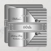 第60回バースデーパーティーエレガントメンズシルバーメタル 招待状 (正面/裏面)