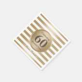 第60回バースデーパーティーエレガント金ゴールドストライプ スタンダードカクテルナプキン (角)