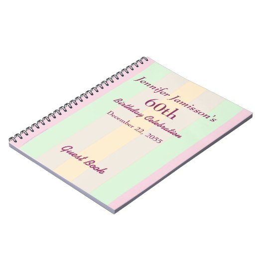 第60回バースデーパーティーゲストブックパステル名 ノートブック (左側)