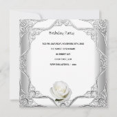 第60回バースデーパーティーシルバーレースホワイトローズ2 招待状 (裏面)