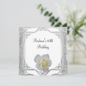 第60回バースデーパーティーシルバーレースホワイトローズ 招待状 (スタンド正面)